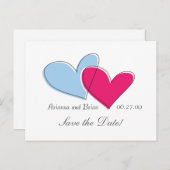 2つのハート日付の保存 案内ポストカード (正面/裏面)