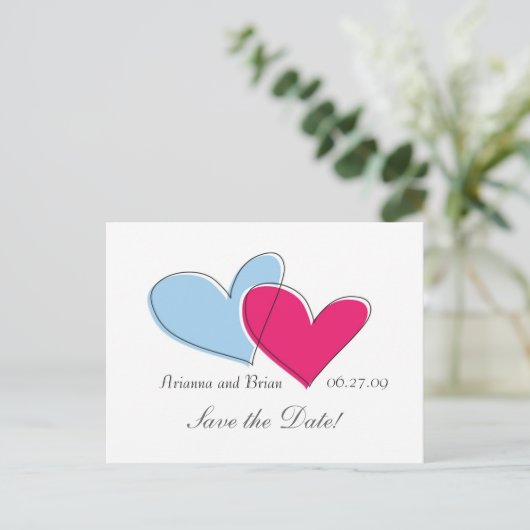 2つのハート日付の保存 案内ポストカード (スタンド正面)