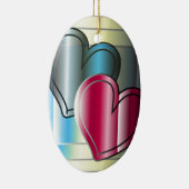 2つのハート着色される一緒におよび明るい セラミックオーナメント (右)