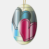 2つのハート着色される一緒におよび明るい セラミックオーナメント (左)