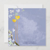 2つのハート素朴ブルーウェディング日付を保存 セーブザデート (裏面)