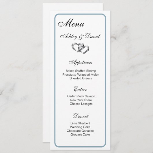 2つのハート結婚のメニューカード メニュー (正面/裏面)