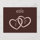 2つのハート結婚のメニュー音楽の選択RSVPカード ポストカード (正面)