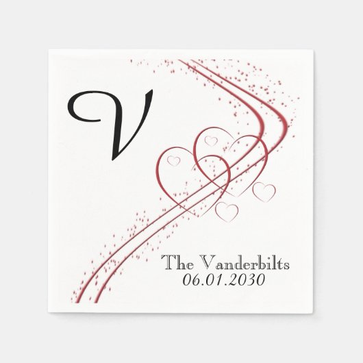 2つのハート結婚を1のナプキン スタンダードカクテルナプキン (正面)