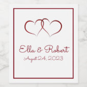 2つのハート結婚/アニバーサリーワインラベル ワインラベル (シングルラベル)