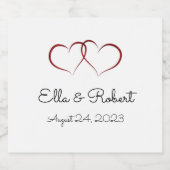 2つのハート結婚/記念日のシャンパンラベル スパークリングワインラベル (シングルラベル)