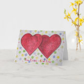 2つのハート1つの愛挨拶状 カード (黄色い花)