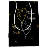 2つのハート1つの愛記念日 ミディアムペーパーバッグ (正面)