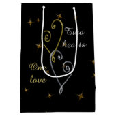 2つのハート1つの愛記念日 ミディアムペーパーバッグ (裏面)