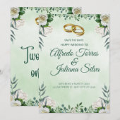 2つのハート、ひとつの愛 結婚式招待状 招待状 (正面/裏面)