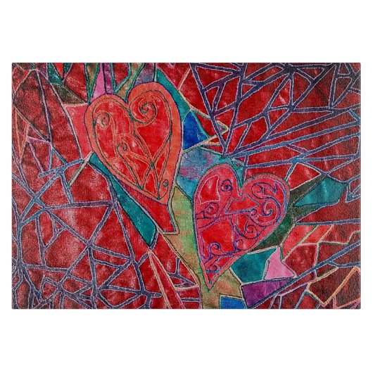 2つのハート カッティングボード (正面)