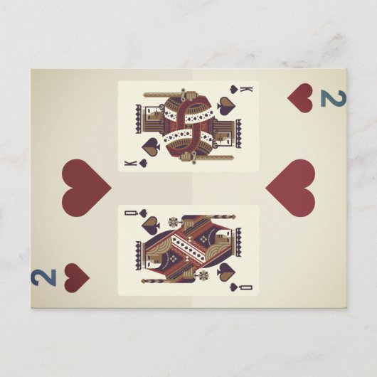 2つのハート – クイーン&キング ポストカード (正面)