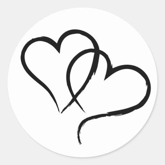 2つのハート ラウンドシール (正面)