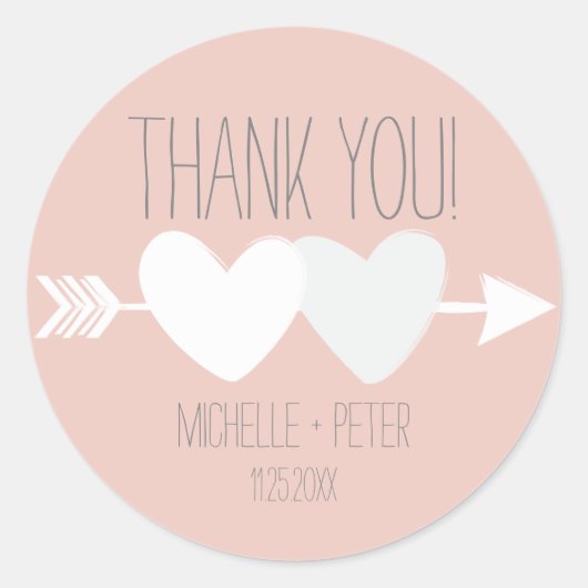 2つのハート ラウンドシール (正面)