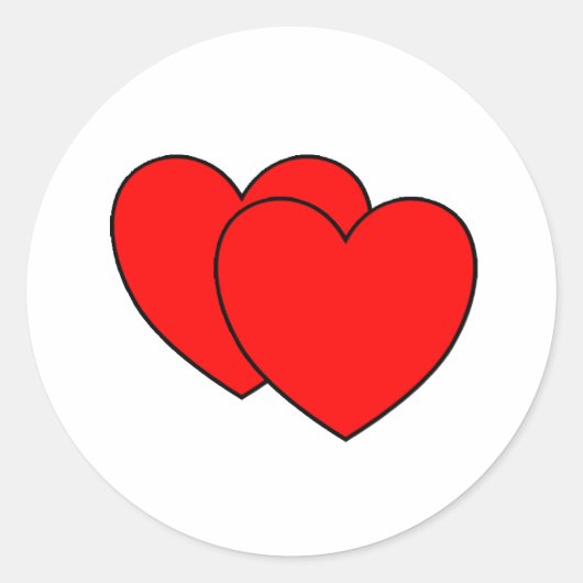 2つのハート ラウンドシール (正面)