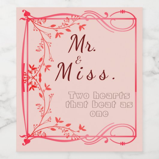 2つのハート ワインラベル (シングルラベル)