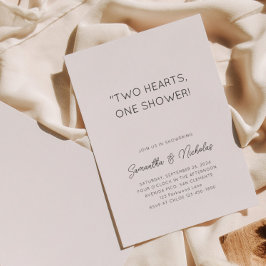 2つのハート、1つのシャワー |カップルシンプルシャワー 招待状