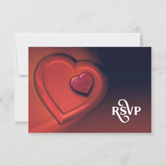 2つのハートRSVP (バージョン1) 出欠カード (正面)