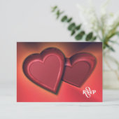 2つのハートRSVP (バージョン8) 出欠カード (スタンド正面)