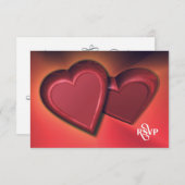 2つのハートRSVP (バージョン8) 出欠カード (正面/裏面)