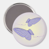 2つのバイオレットと白のギンガムの蝶のアートワーク マグネット (正面/裏面)