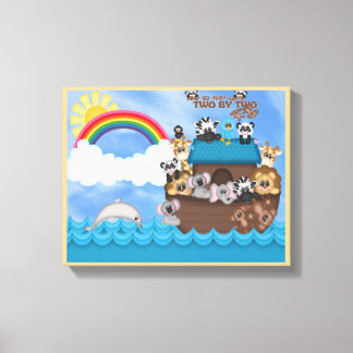 2つのバイブル・フラッドによる動物のノア素晴らしーク キャンバスプリント