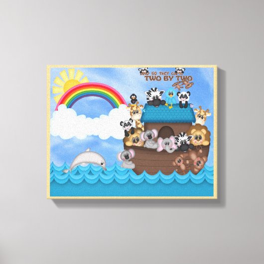 2つのバイブル・フラッドによる動物のノア素晴らしーク キャンバスプリント (正面)