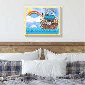 2つのバイブル・フラッドによる動物のノア素晴らしーク キャンバスプリント (インサイチュ (寝室))