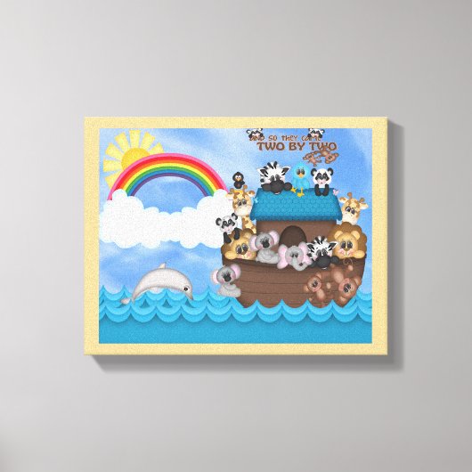 2つのバイブル・フラッドによる動物のノア素晴らしーク キャンバスプリント (正面)