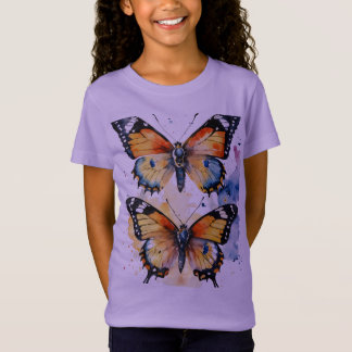 2つのバターリーlittel女の子Tシャツ Tシャツ