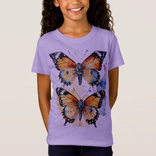 2つのバターリーlittel女の子Tシャツ Tシャツ (正面)