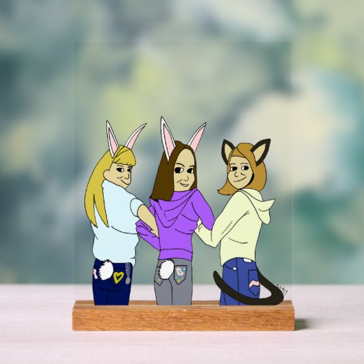 2つのバニーと1つの子猫 アクリルサイン (ニュートラル)