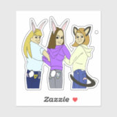 2つのバニーと1つの子猫 シール (シート)