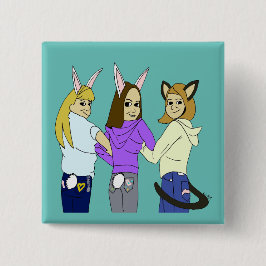 2つのバニーと1つの子猫 缶バッジ