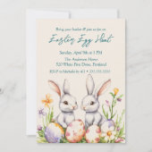2つのバニーエッグと花イースターエッグ狩り 招待状 (正面)