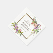 2つのバラをエレガント1つの金ゴールドフレー結婚ム スタンダードカクテルナプキン (角)