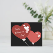 2つのバルーンハートハッピーバレンタインデーカード シーズンポストカード (スタンド正面)