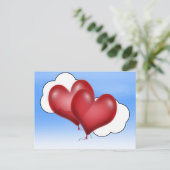 2つのバルーンハート（雲あり） ポストカード (スタンド正面)