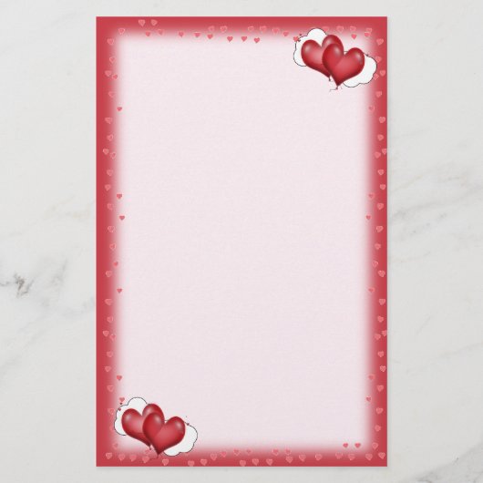 2つのバルーンハート(雲あり) 便箋 (正面)