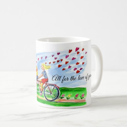 2つのバレンタイン愛のために作られた自転車 コーヒーマグカップ (正面右)
