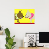 2つのバンダナ犬 – 黄色 ポスター (ホームオフィス)