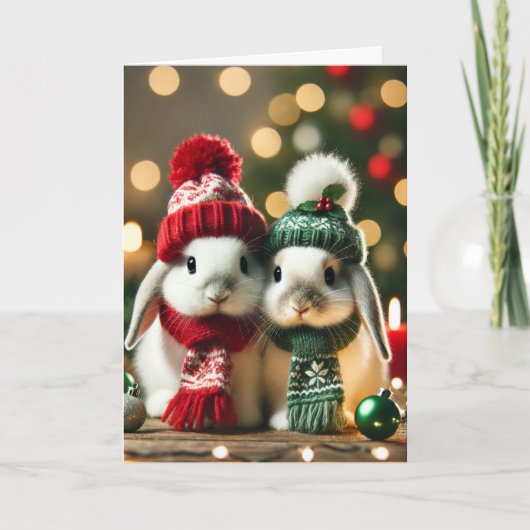 2つのバンニを持つクリスマスカード シーズンカード (正面)