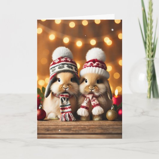 2つのバンニを持つクリスマスカード シーズンカード (正面)