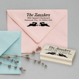 2つのバンニーの名前と戻り住所ゴムのスタンプ ラバースタンプ