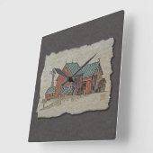 2つのバー&ヘイ・ワゴン スクエア壁時計 (傾斜)