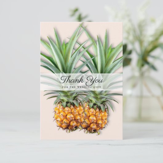 2つのパイナップルありがとう新婚フラットカード サンキューカード (スタンド正面)