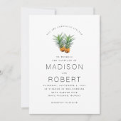 2つのパイナップル結婚ハワイアンテーマ招待状 招待状 (正面)