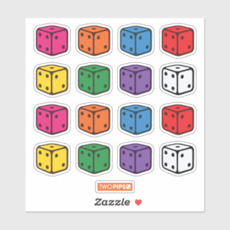 2つのパイプ – 数々のカラーサイコロ シール