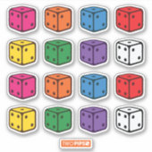 2つのパイプ – 数々のカラーサイコロ シール (正面)
