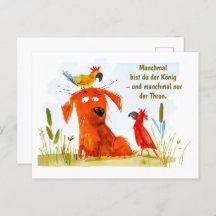 2つのパロットを持つ水色漫画犬